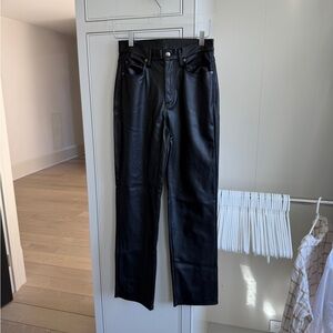 Olivaceous Black Faux Leather Pants